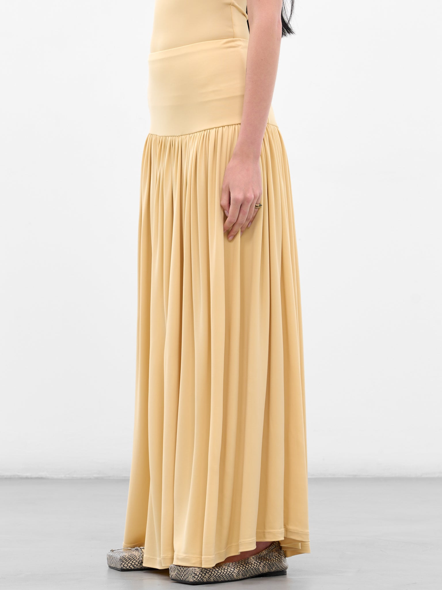 Yellow Gathered Maxi Skirt - 2