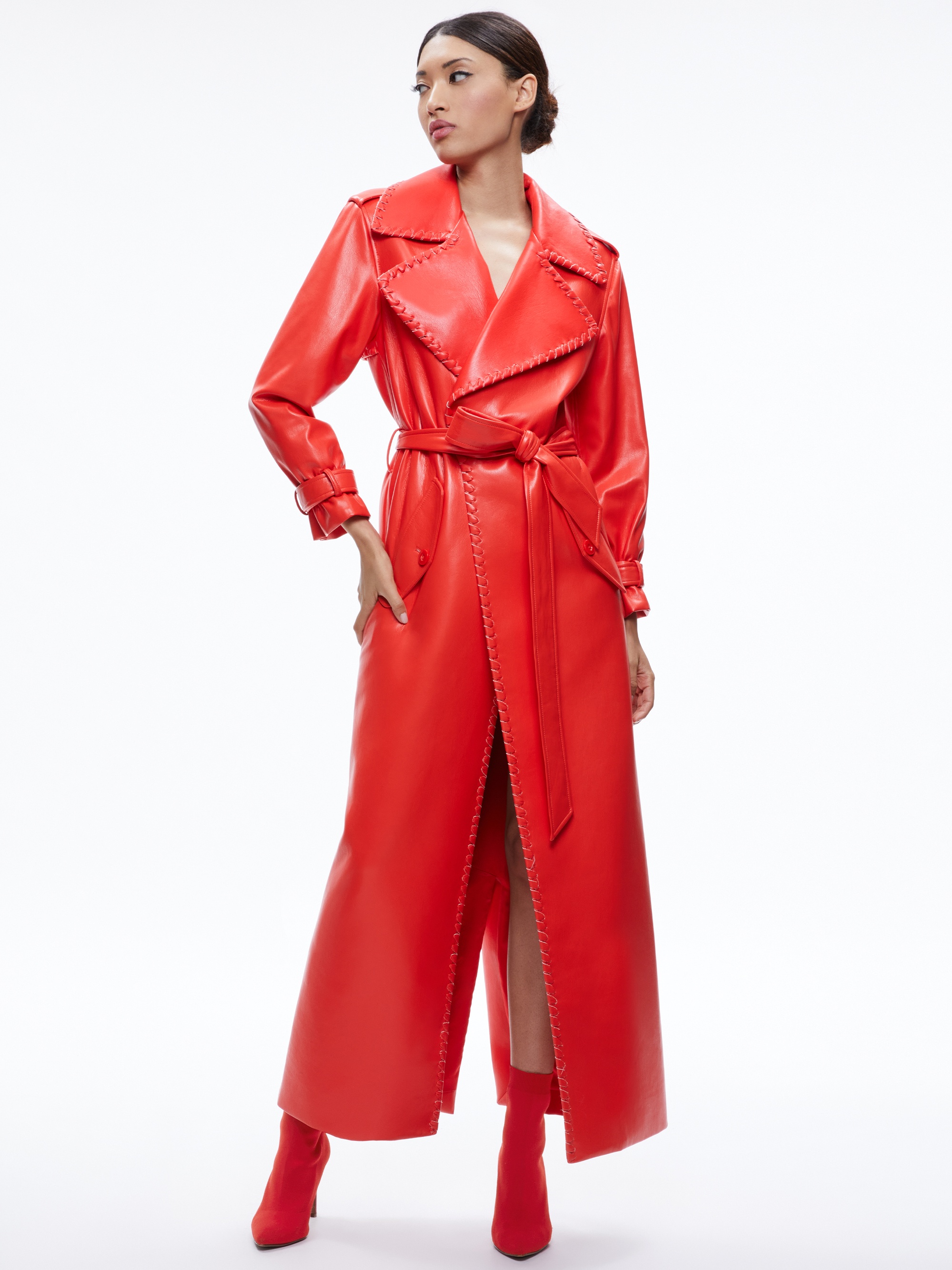NEVADA VEGAN LEATHER TRENCH COAT - 5