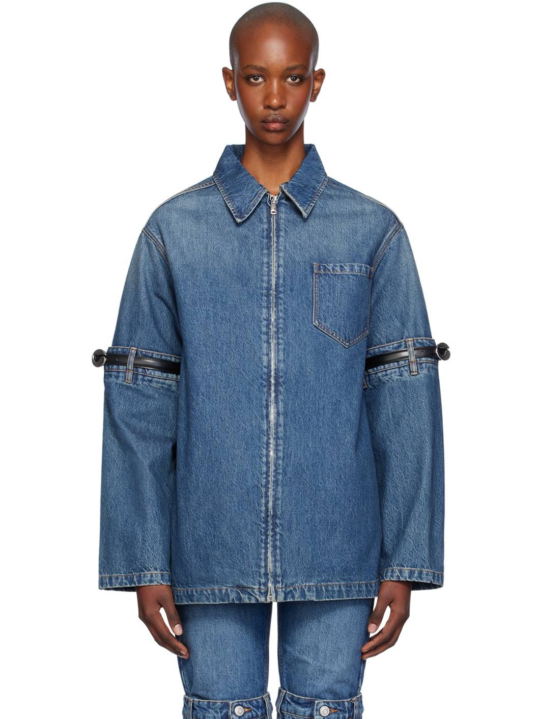 Blue Open Elbow Denim Jacket - 1