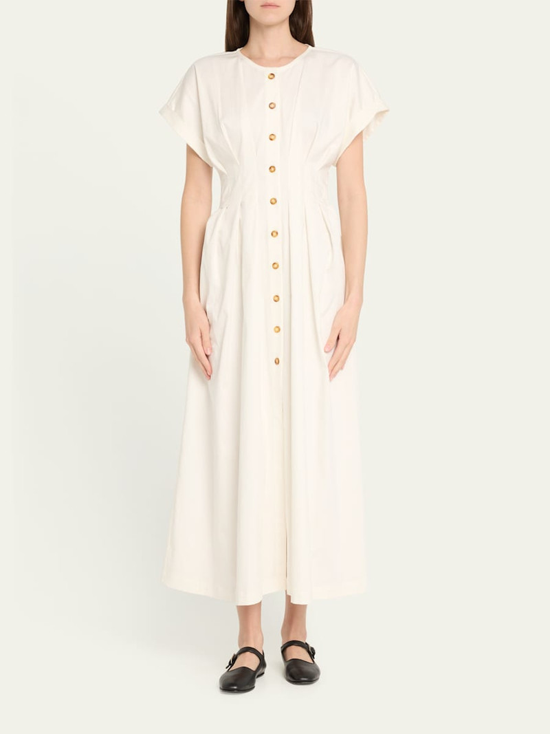 KIKA VARGAS Dena Pleated Midi Shirtdress outlook