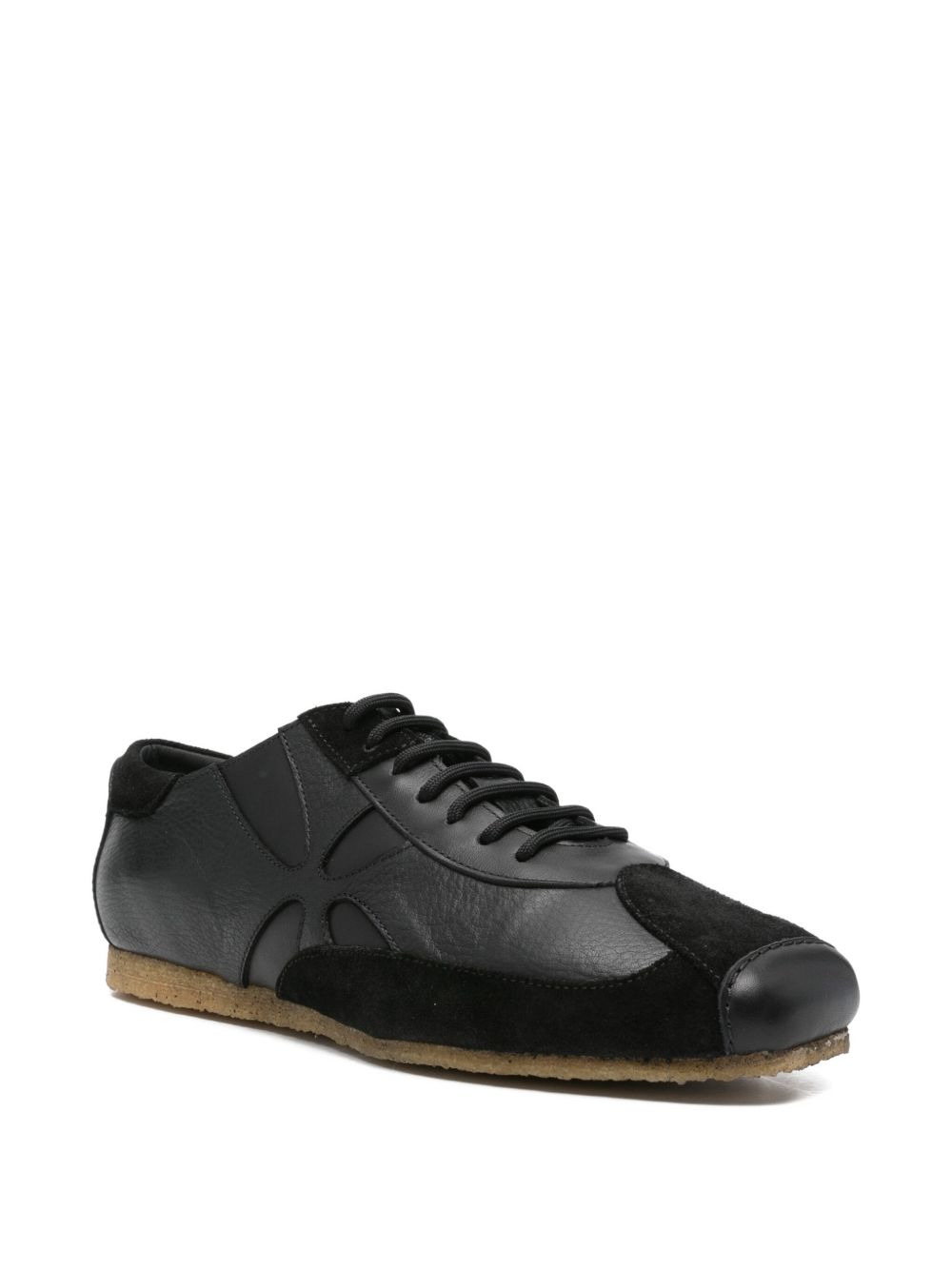 leather lace-up trainers - 2