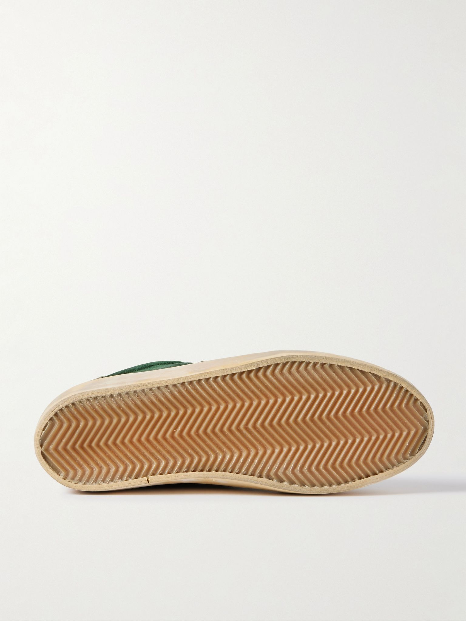Soul-Star Distressed Leather-Trimmed Suede Sneakers Green - 3