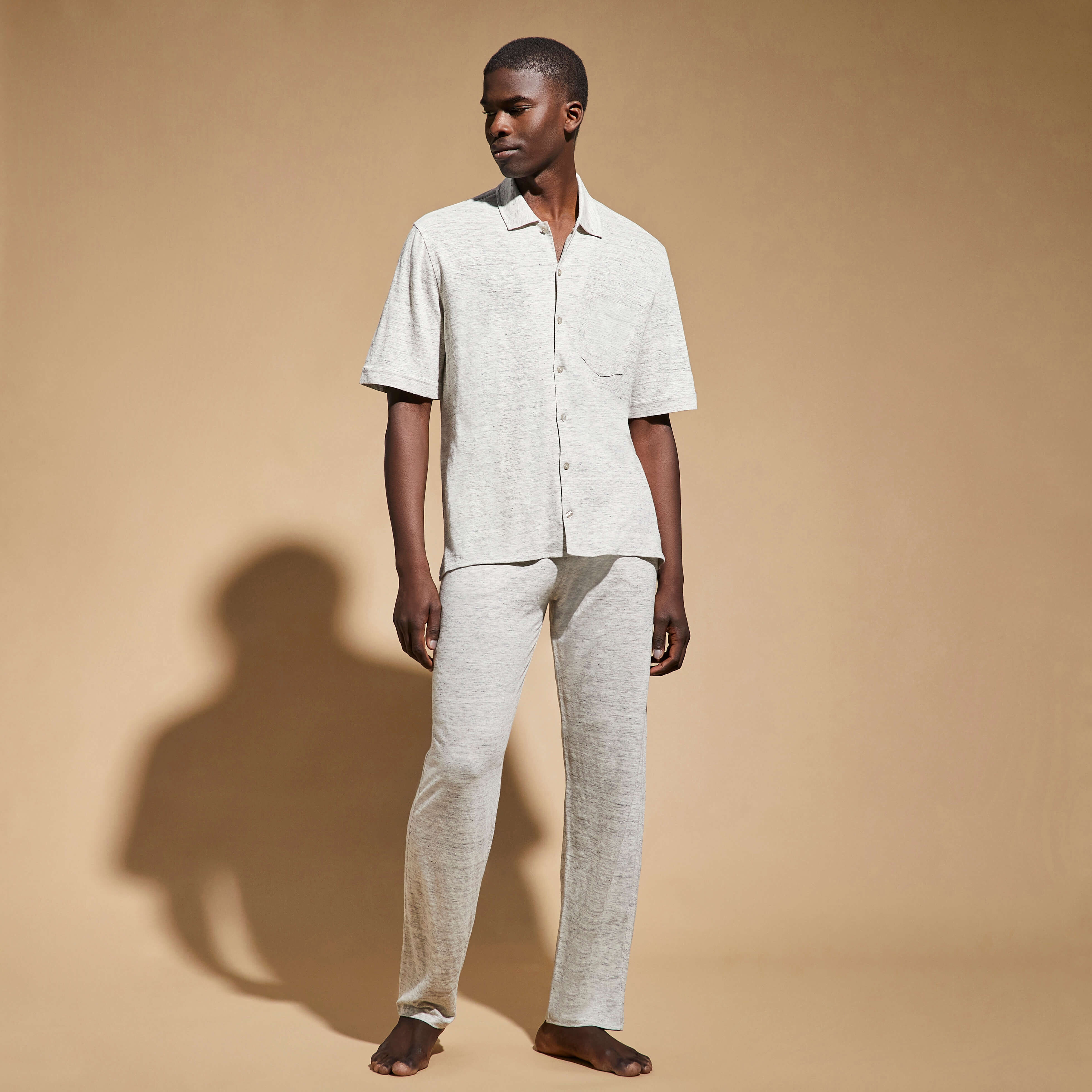 Unisex Linen Bowling Shirt Solid - 6