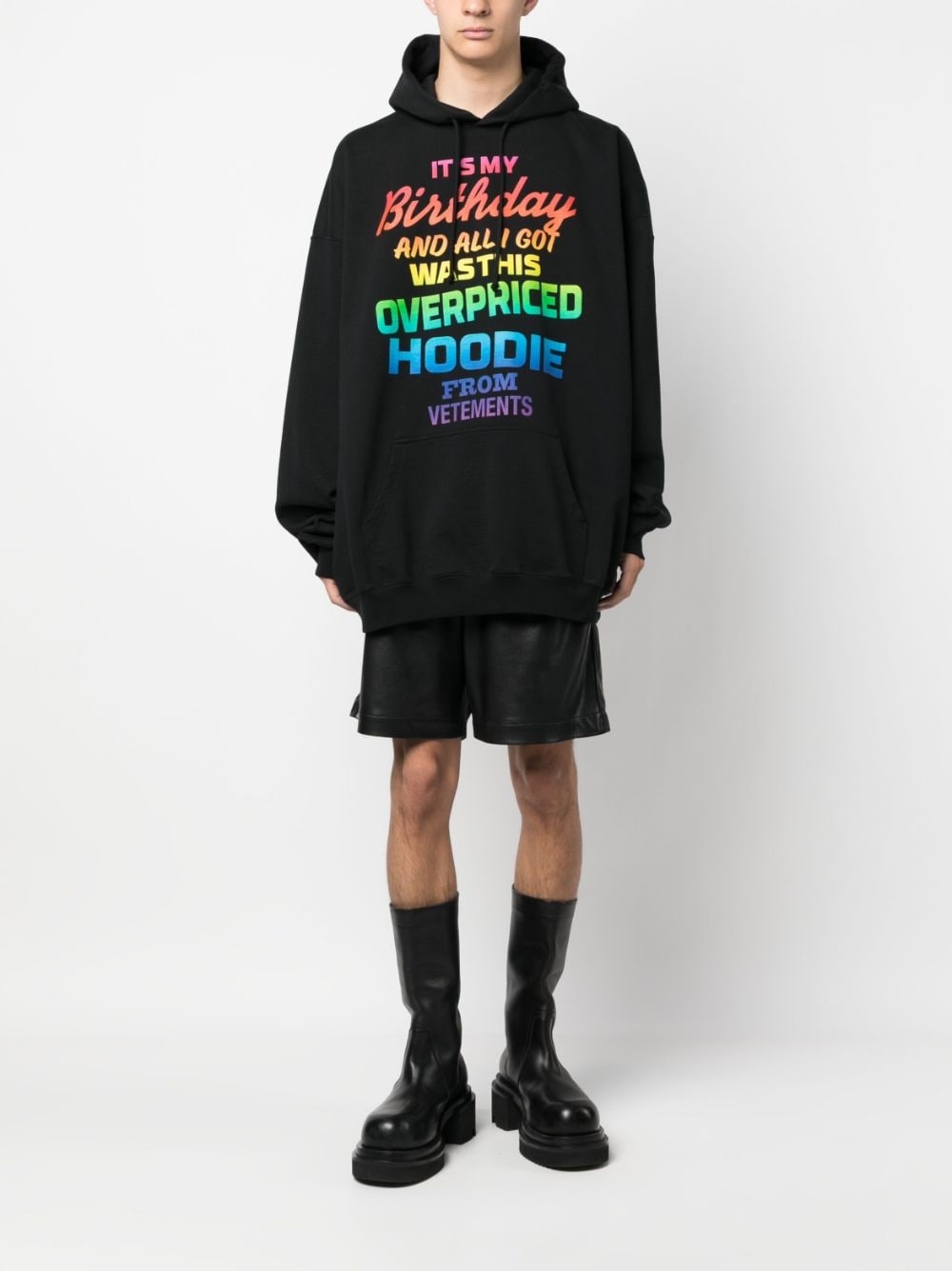 rainbow text-print hoodie - 2