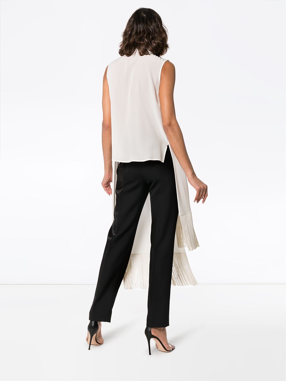 Fringe-trimmed Silk-crepe Top - 4