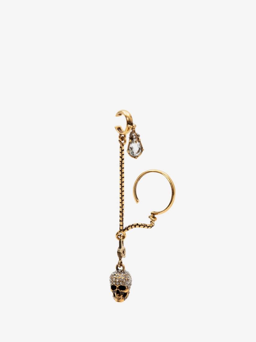 Small Pave Skull Charm in Antique Gold - 4