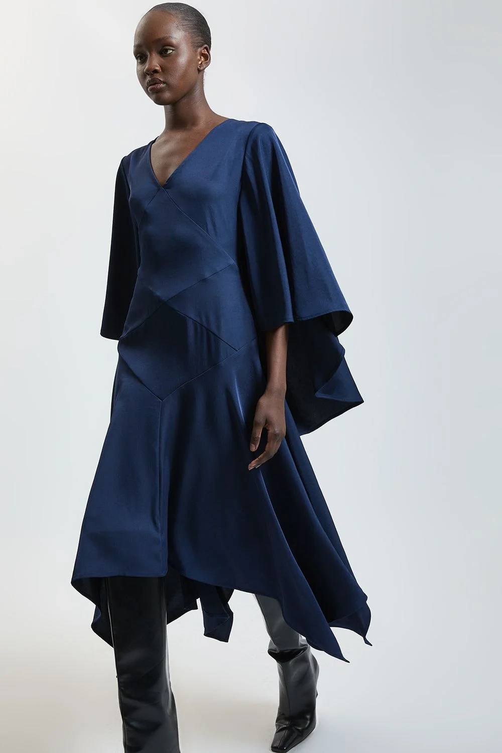 Signature Crepe Hanky Seam Detail Midi Dress - 1