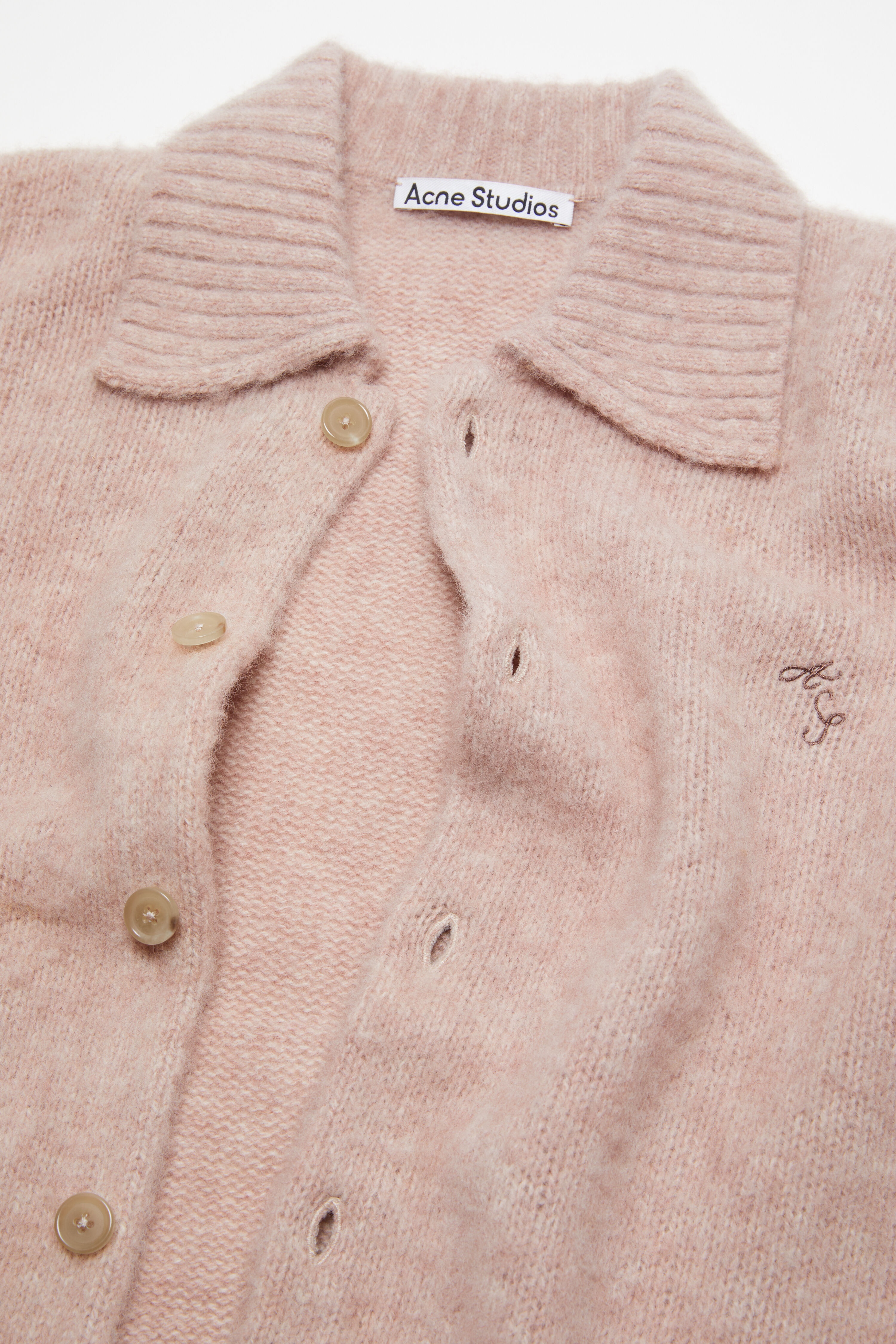 Polo wool cardigan - Pink melange - 5
