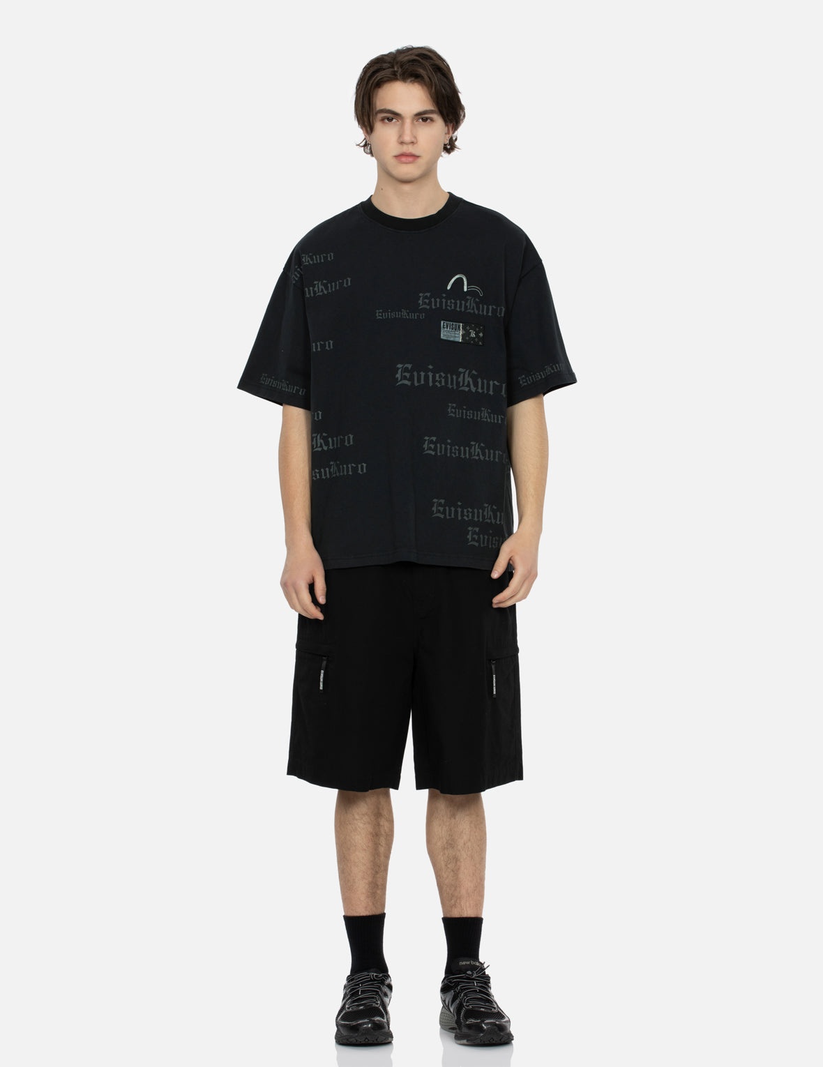 Allover Logo and Seagull Embroidery Loose Fit Pigment Dye T-Shirt - 6