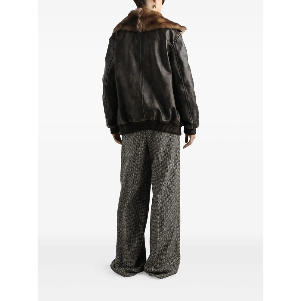 Dolce & Gabbana Brown Jackets - Leather Jackets Women - 5