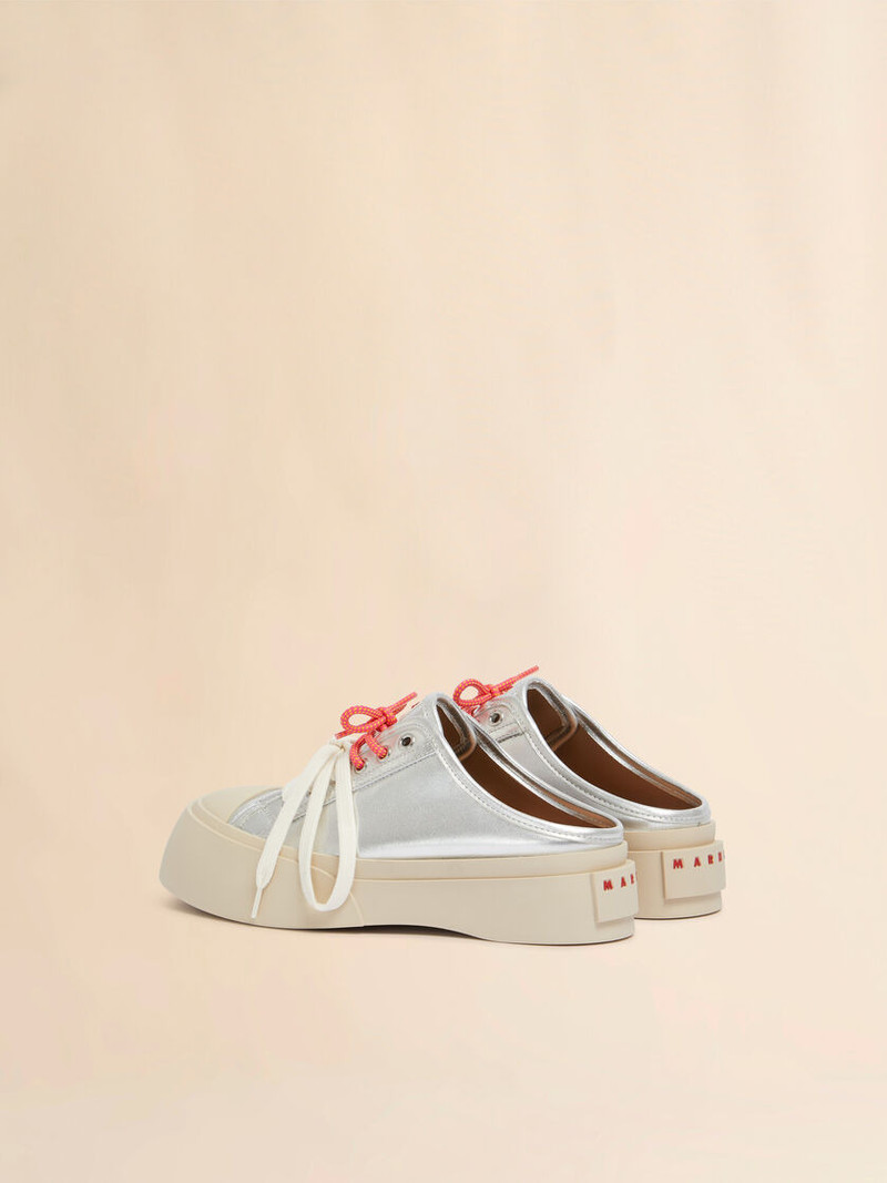 Marni SILVER LEATHER PABLO LACE-UP SABOT outlook