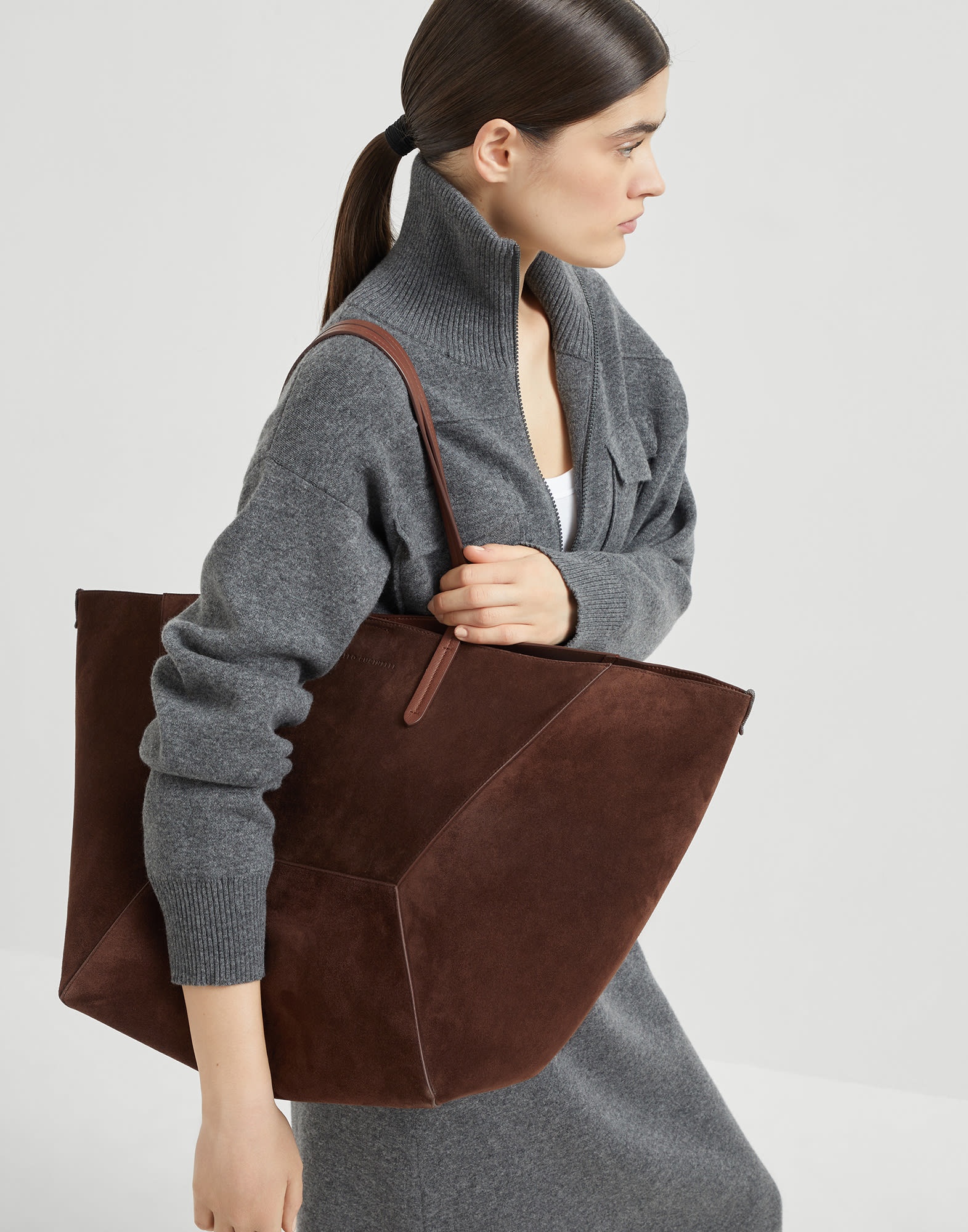BC Duo large bag in suede with monili - 4