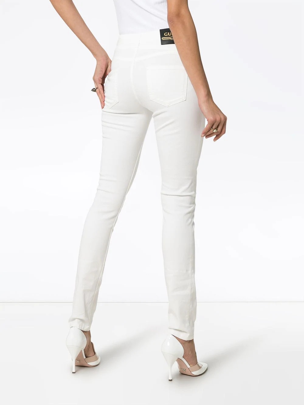 high waist logo patch skinny jeans - 4