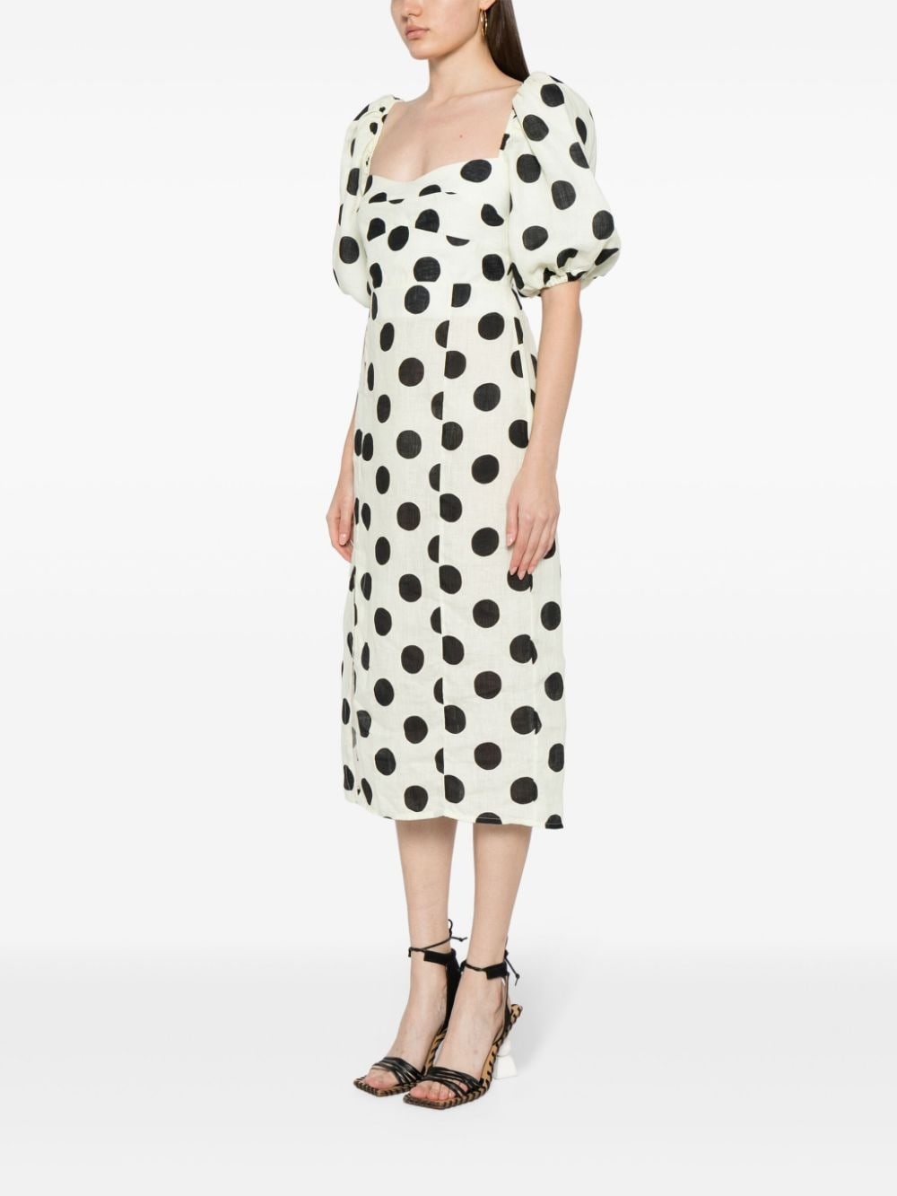 Chia polka dot-print linen dress - 3