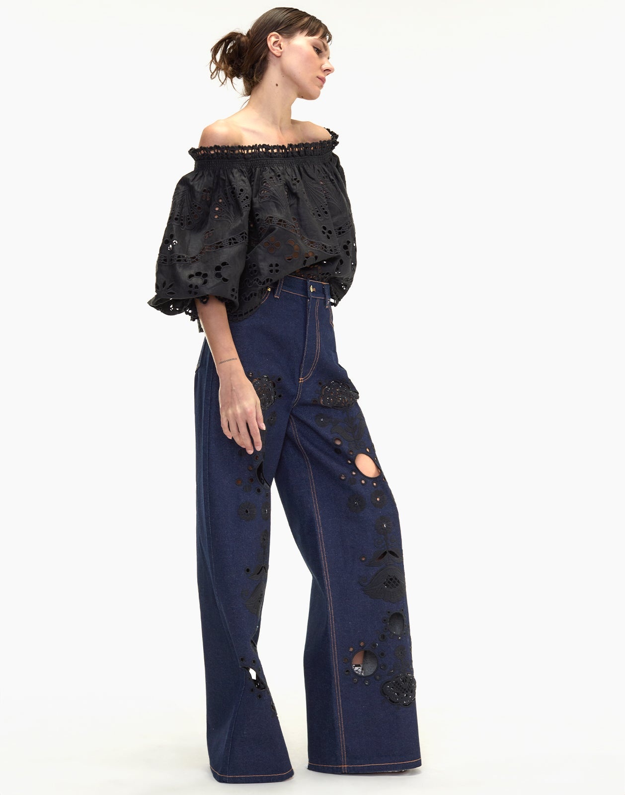 Embroidered Wide-leg Jean - 4
