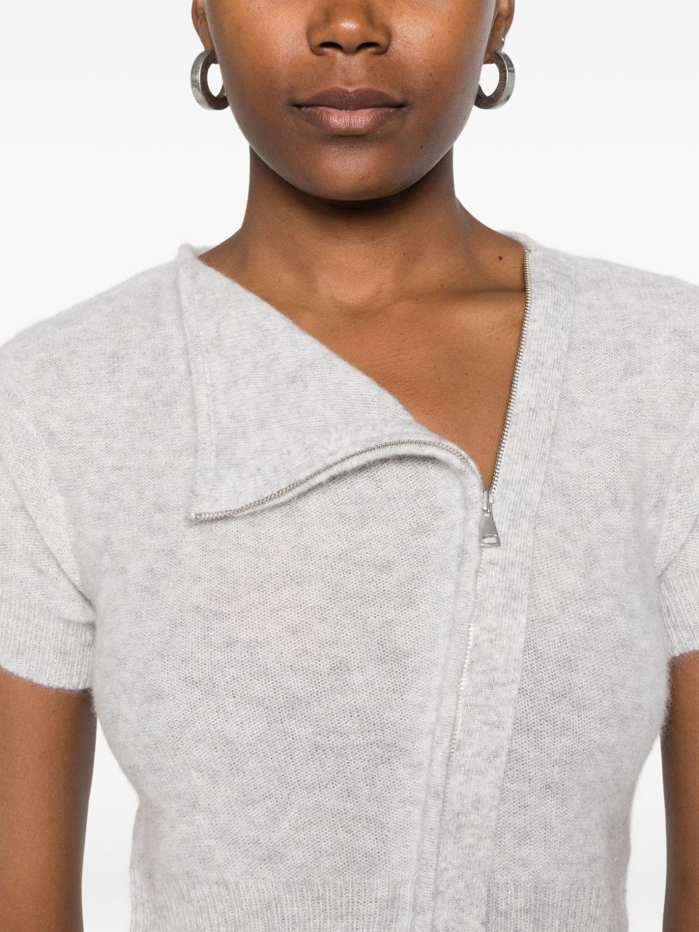 zip-up knitted T-shirt - 5