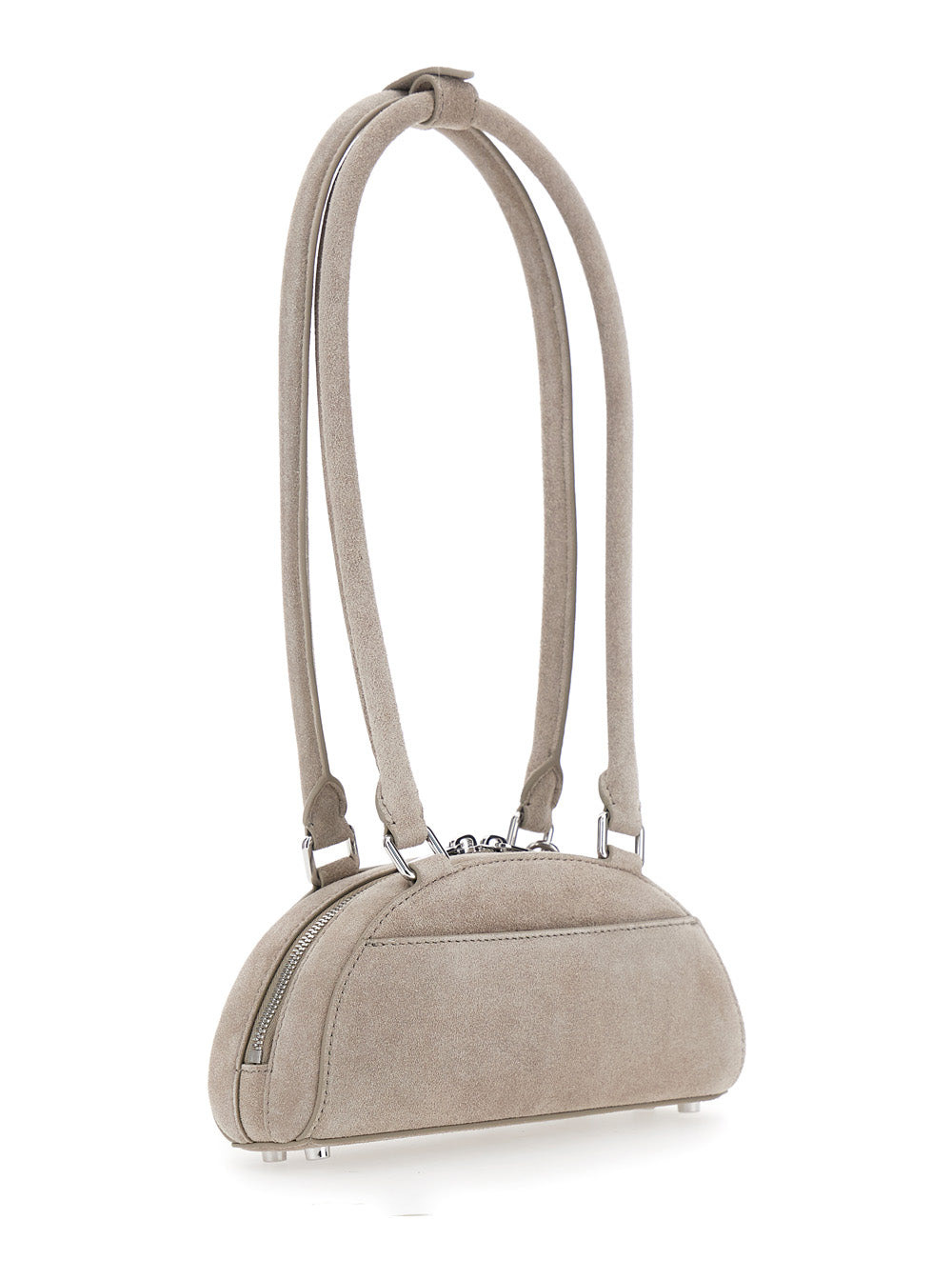Self-Portrait Women Grey Suede Mini Shoulder Bag With Charm - 3