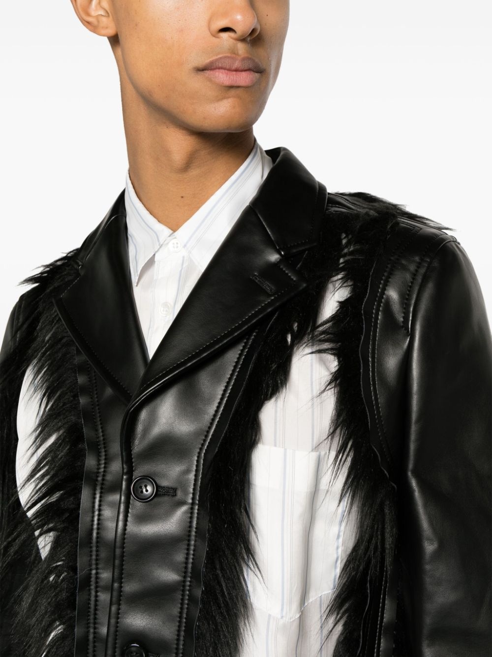 cutout faux-fur blazer - 5