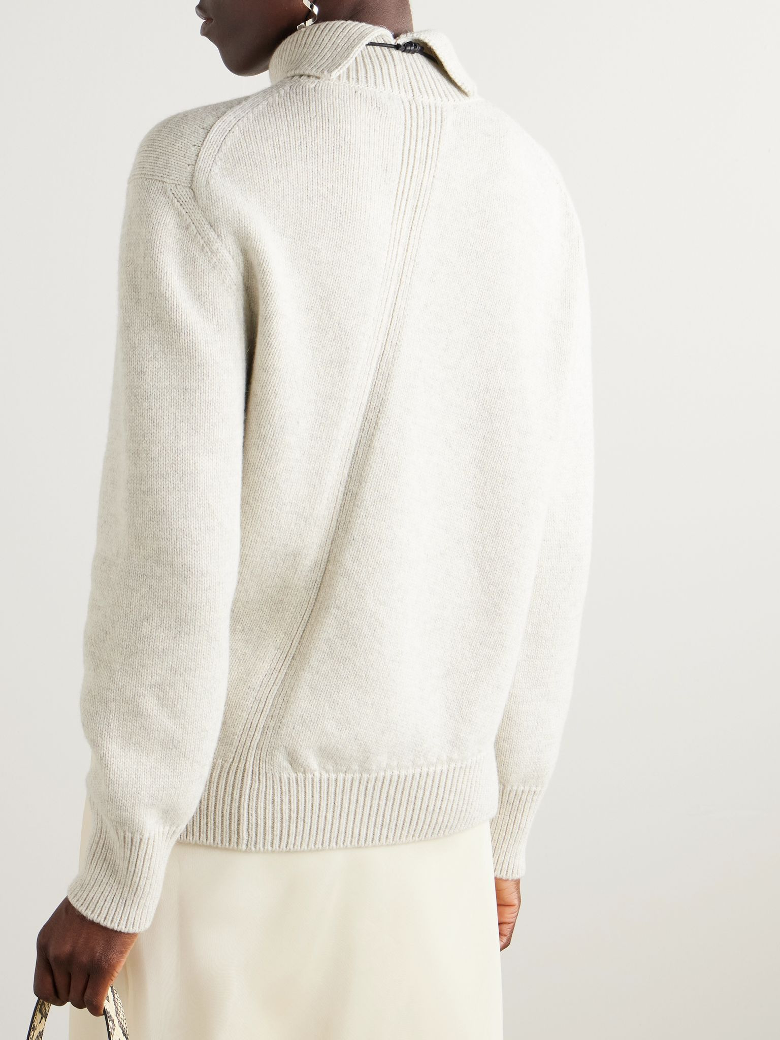 Asymmetric alpaca and wool-blend turtleneck sweater Light gray - 3