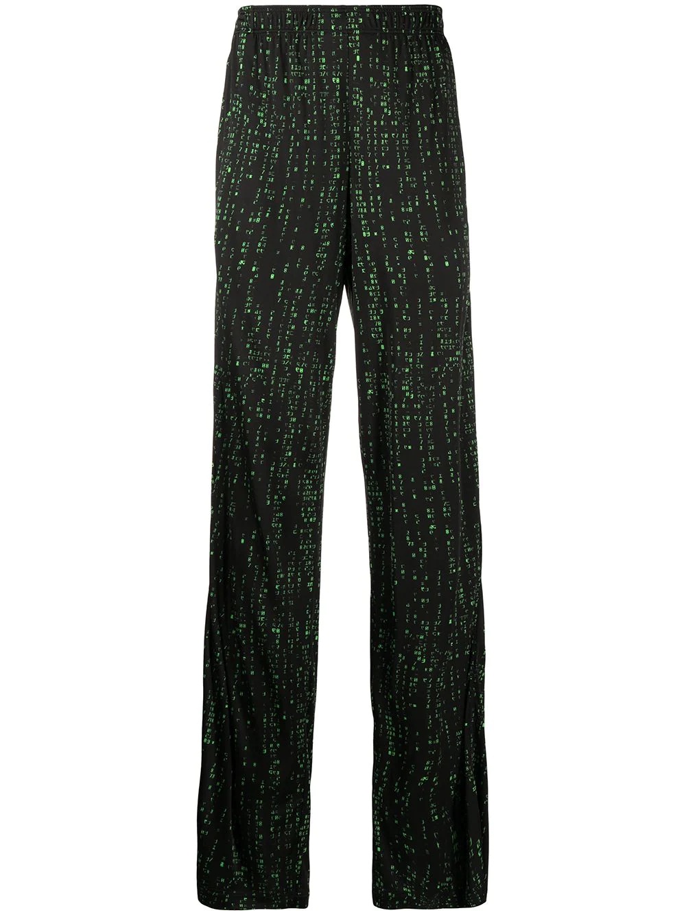 code-print straight-leg trousers - 1