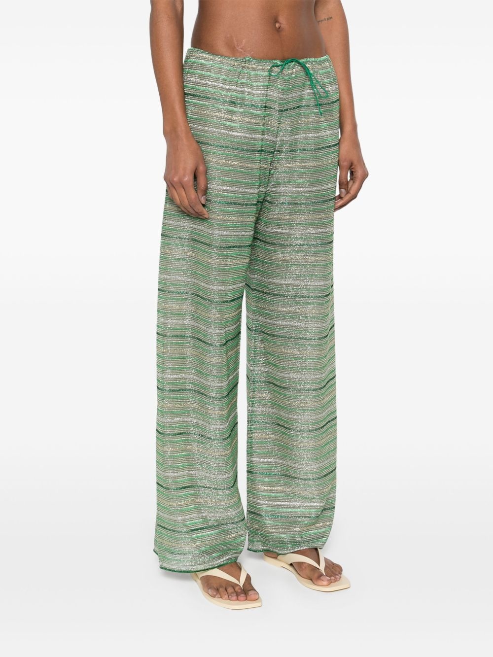 shiny stripes trousers - 3