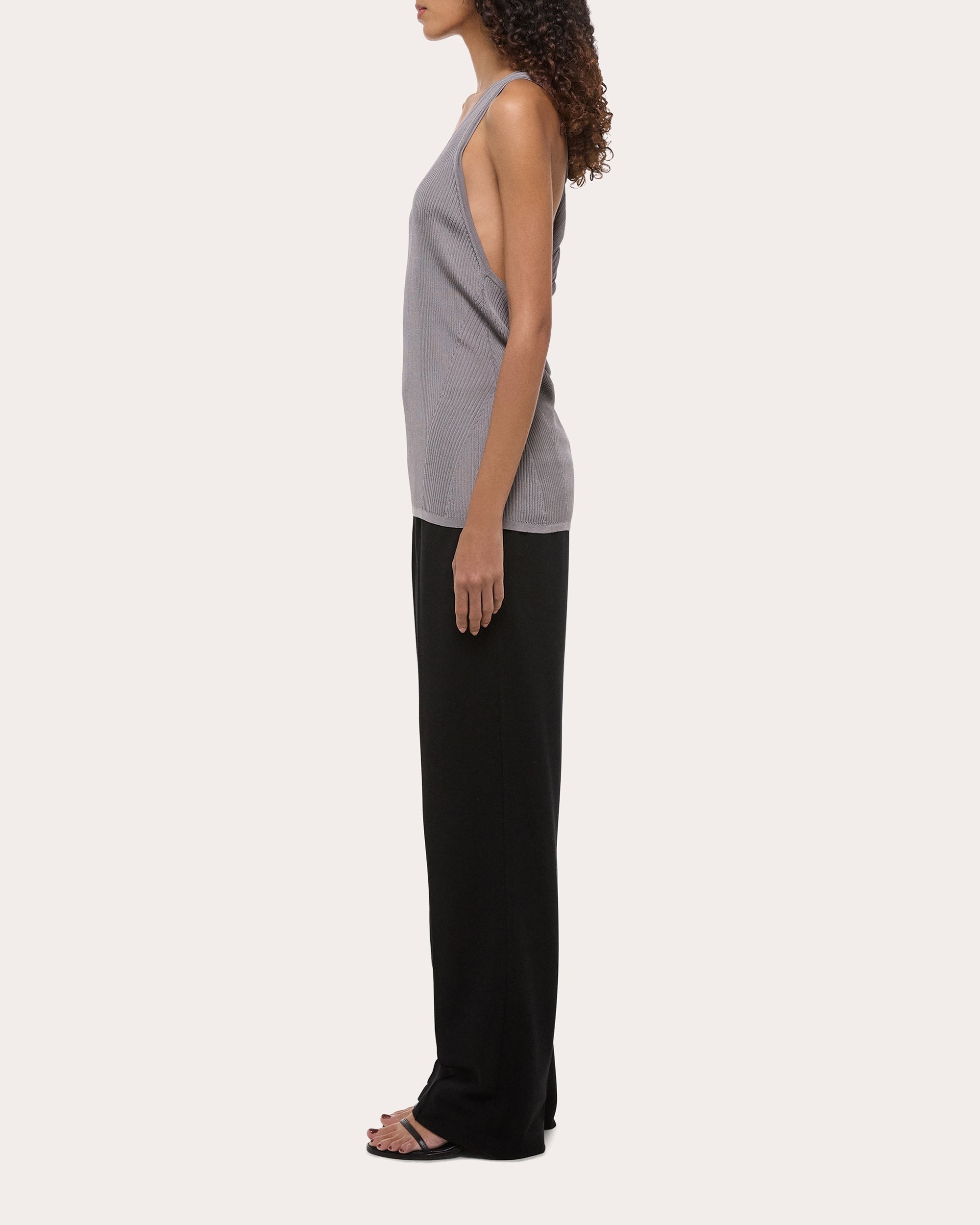 Rib Knit Twisted Racerback Tank Top - 3