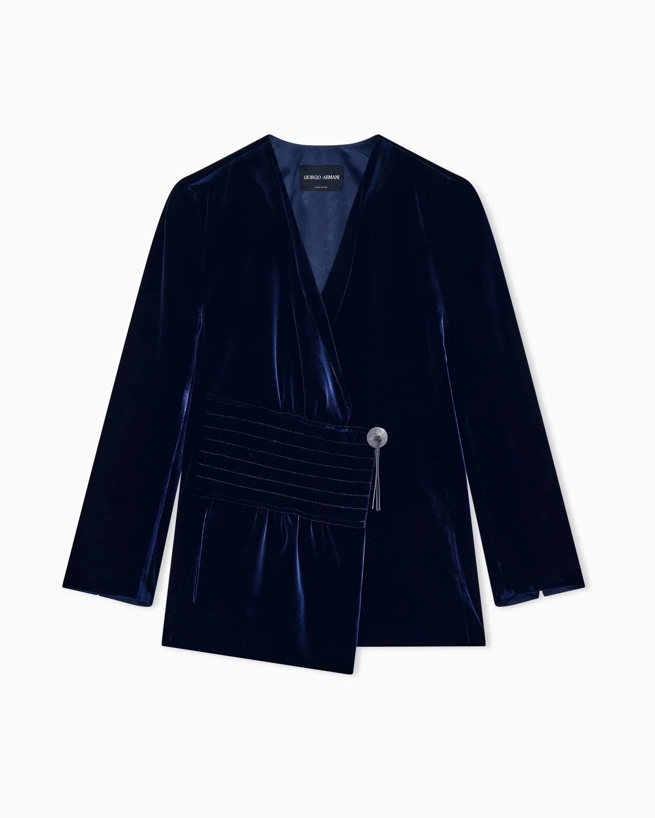 BLAZER VELVET WITH ASYMMETRICAL CLOSURE AND LEATHER TASSELS - 1