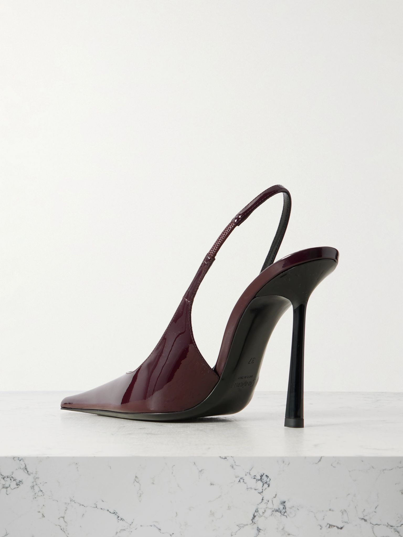 Vendôme glossed-leather slingback pumps Burgundy - 3