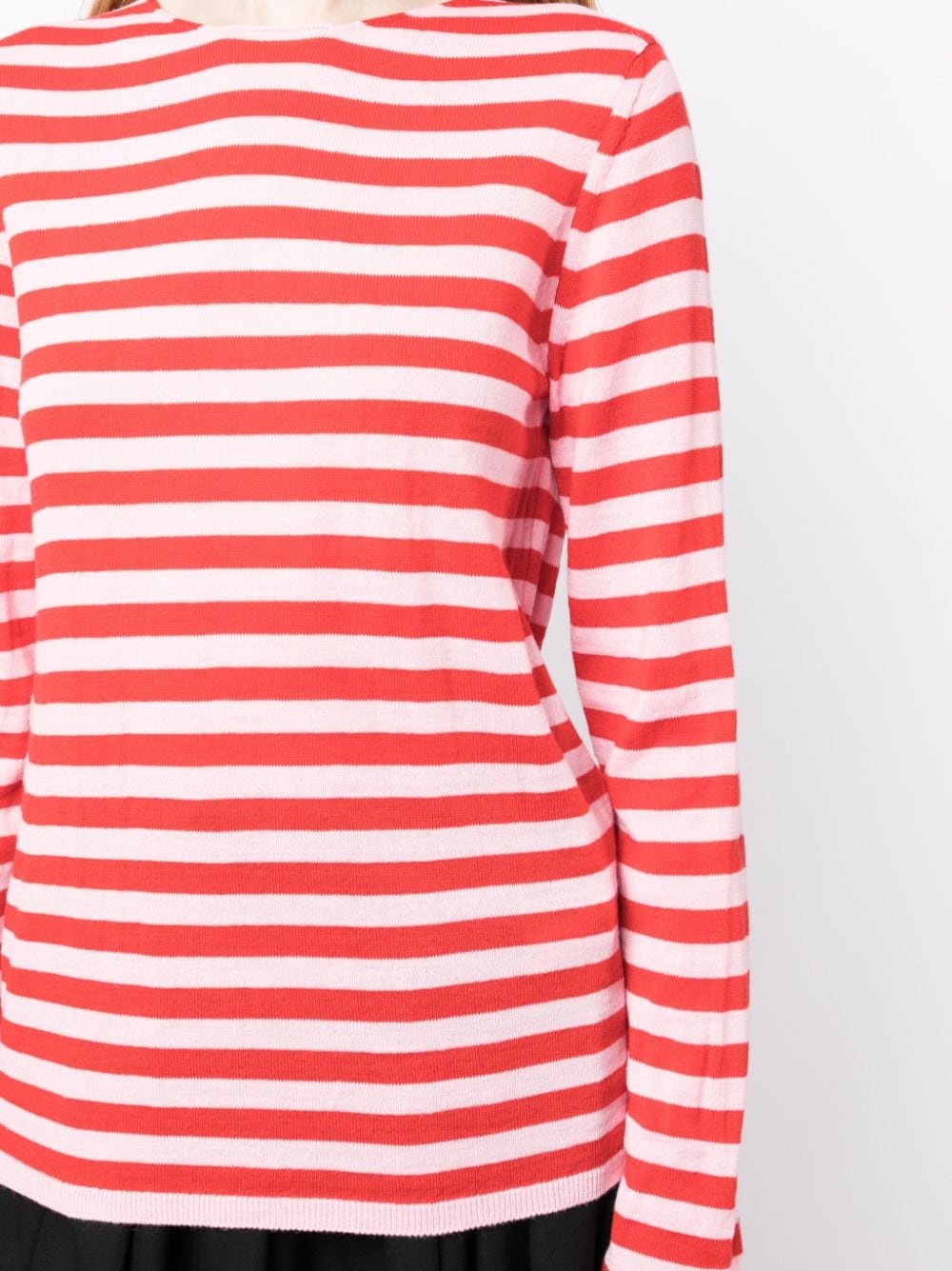 stripe-pattern crew neck jumper - 7