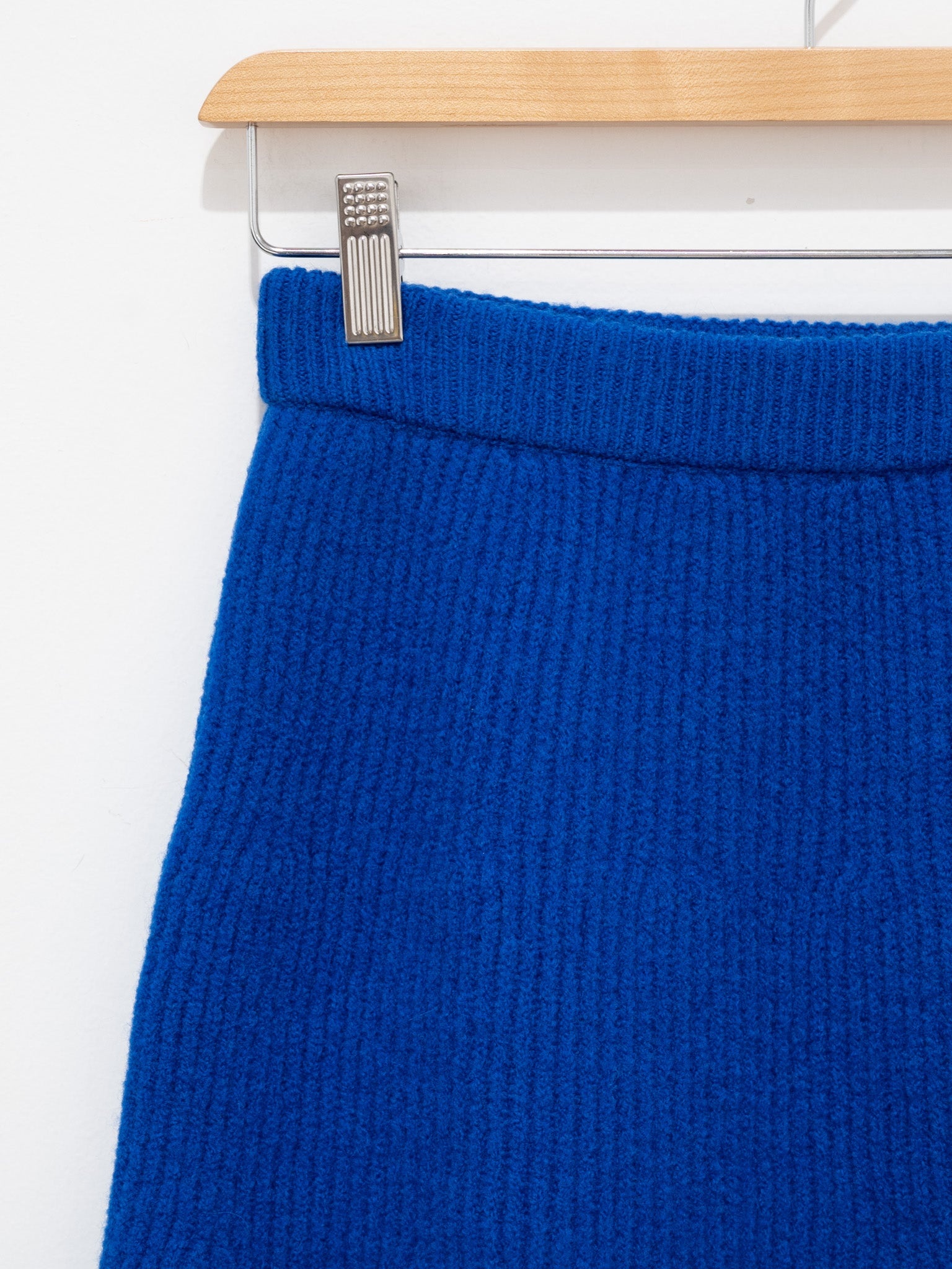 Milled French Merino Rib Knit Flare Skirt - Royal Blue - 7