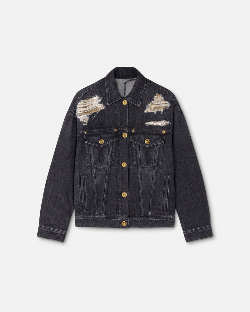 Metal Mesh Denim Trucker Jacket - 1