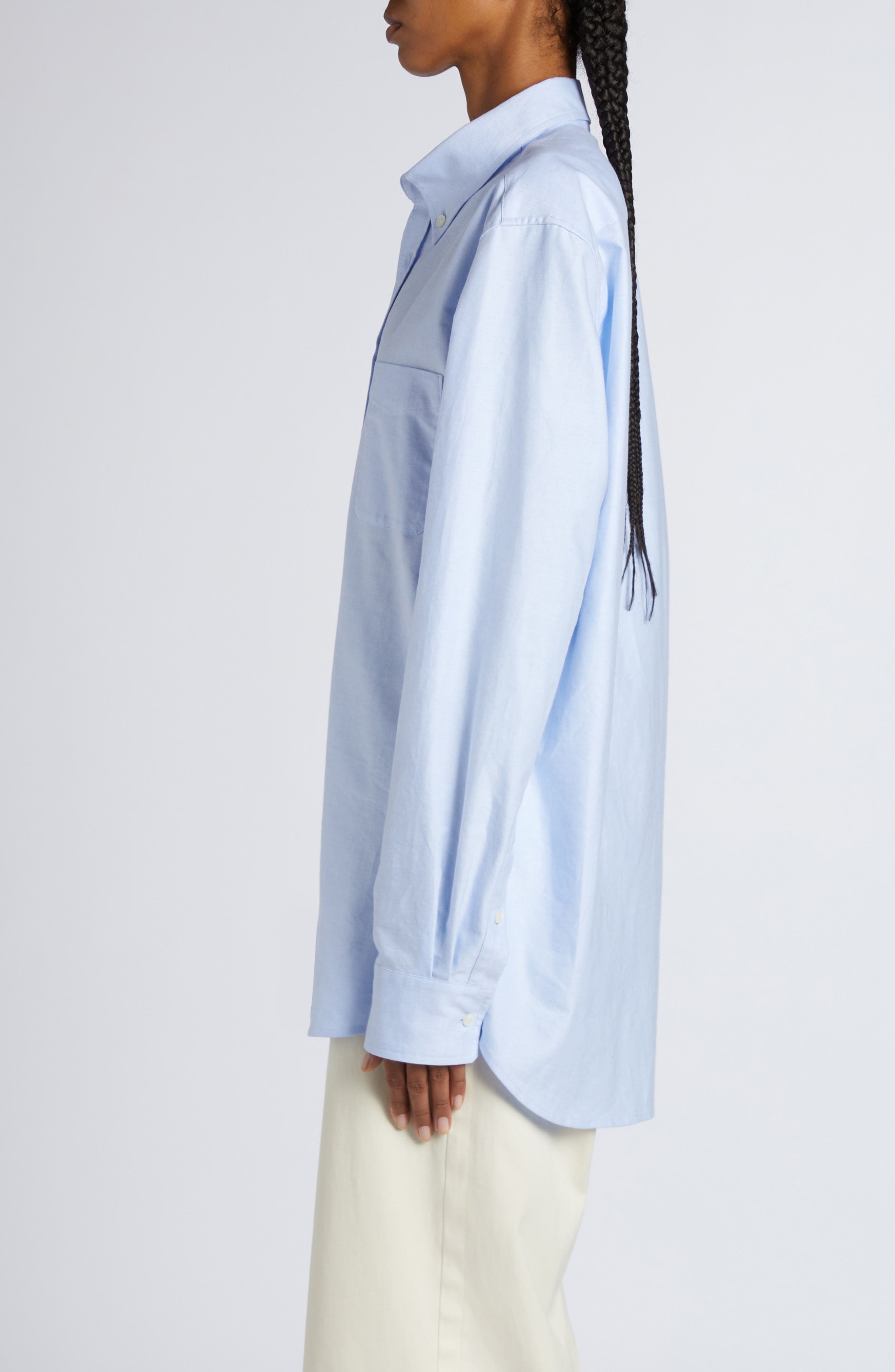 Moncler Cotton Button-Down Shirt in Light Blue at Nordstrom - 4