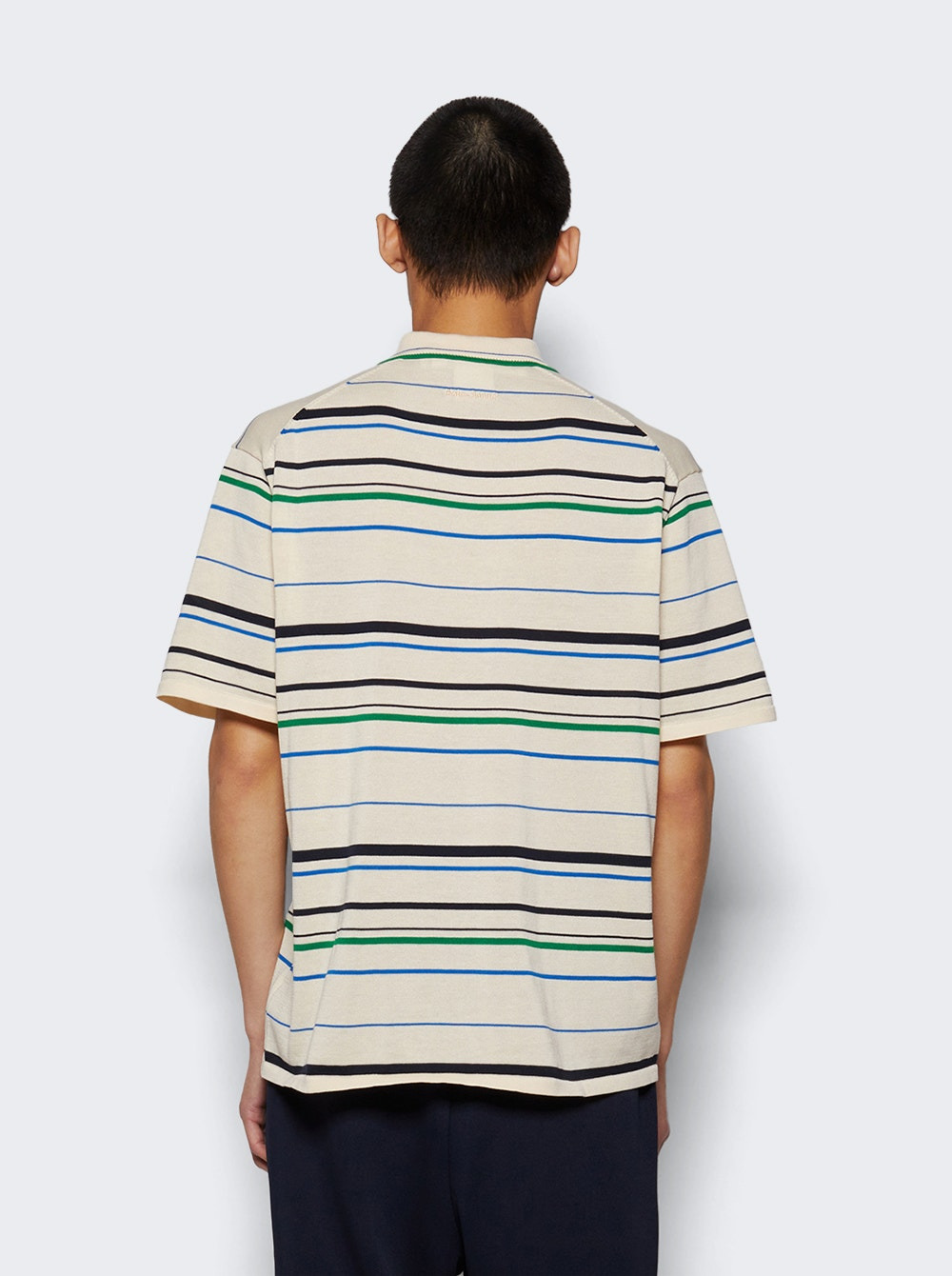 X Wales Bonner Knit Polo Wonder White Stripe - 4
