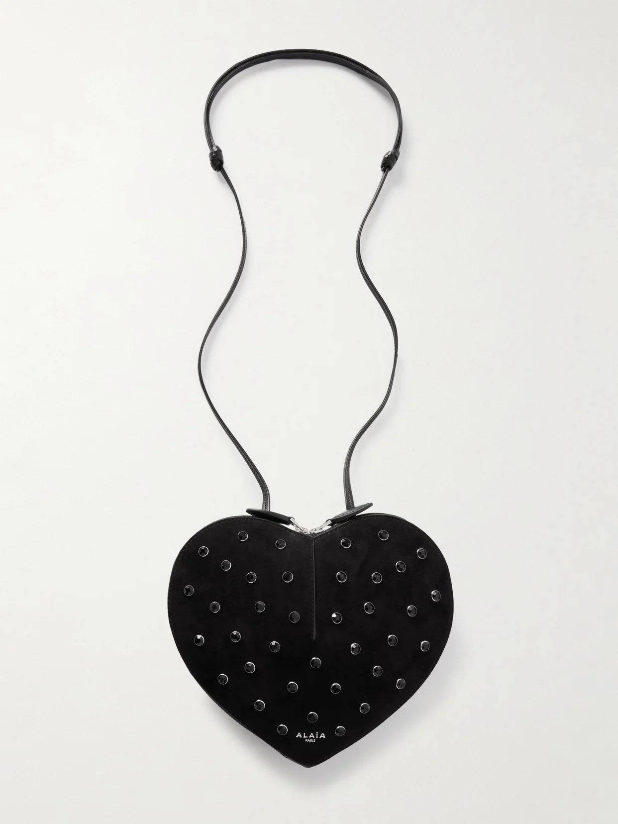 Le Coeur Crystal-embellished Suede Shoulder Bag - 1
