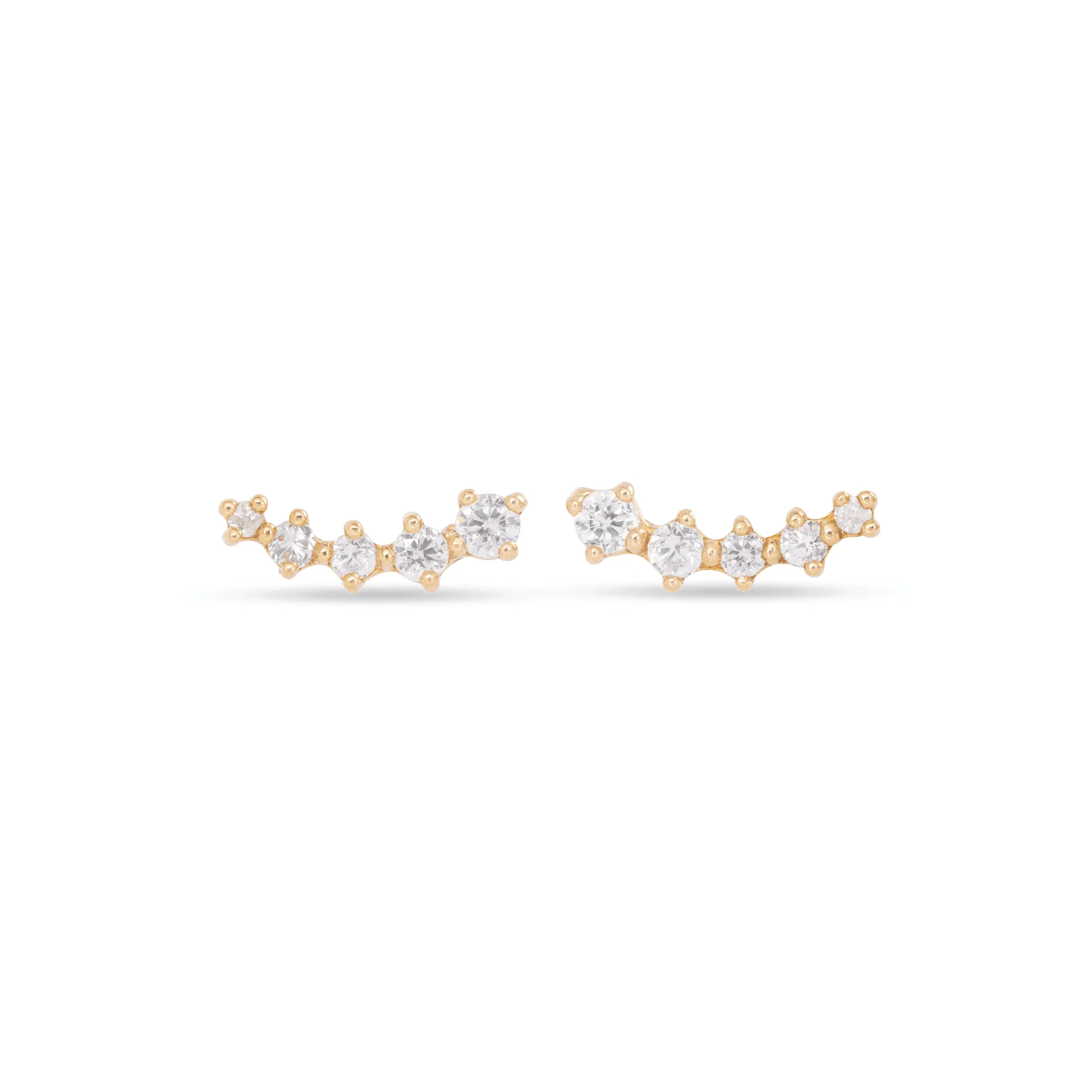 Medium Ear to Ear Diamond Curve Studs - 1