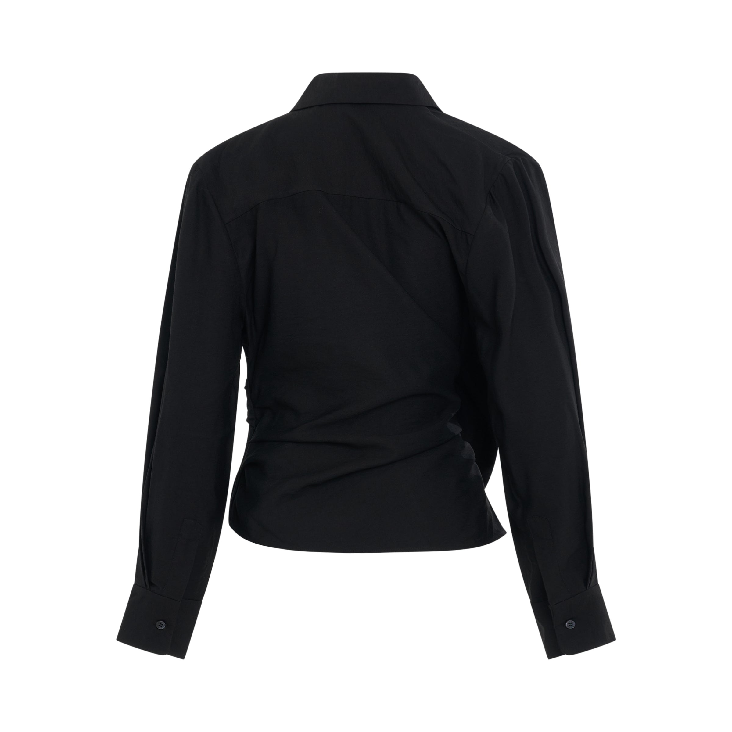 Bahia Tied Sash Shirt in Black - 4