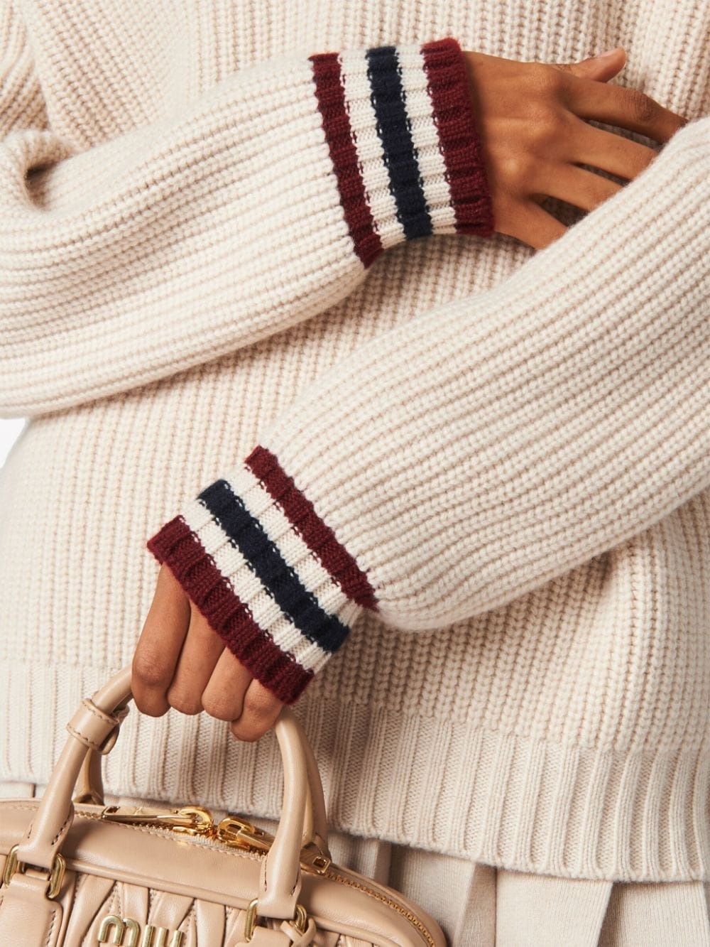 stripe-trim cashmere jumper - 3