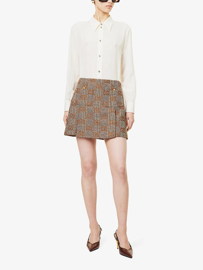 GUCCI Monogram-pattern A-line wool mini skirt outlook