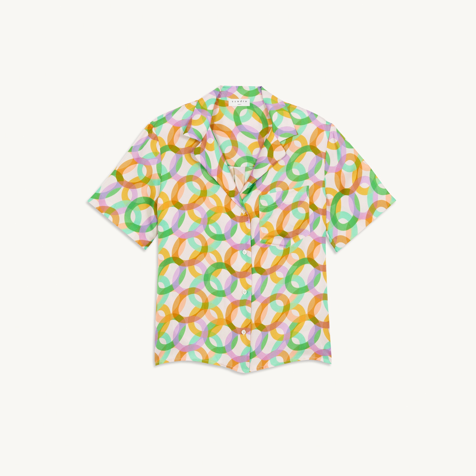 Printed silk pajama shirt - 1