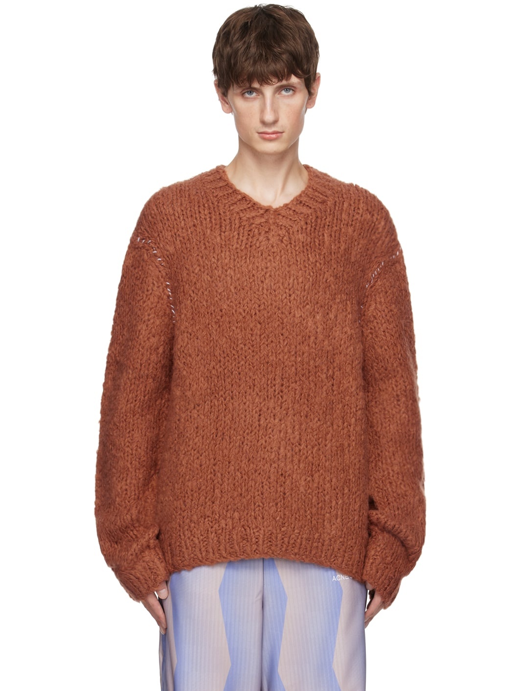 Brown Hand-Knit Sweater - 1