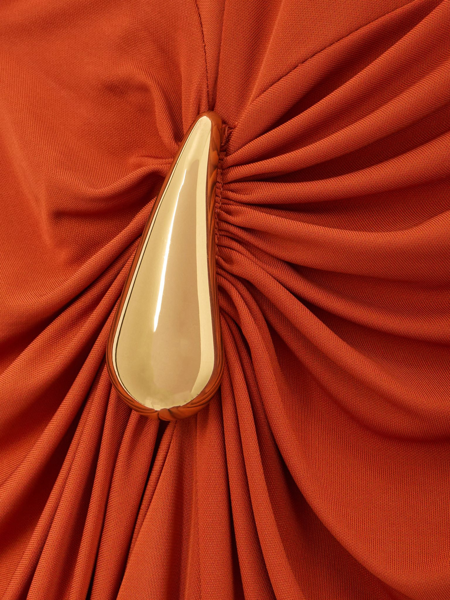 Gathered embellished crepe-jersey maxi dress Orange - 4