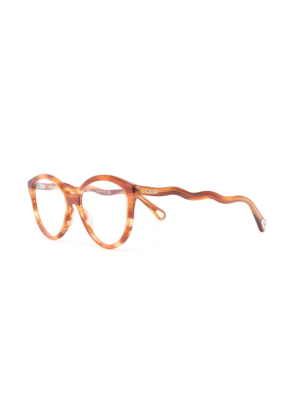 wave-arm round tortoiseshell glasses - 2