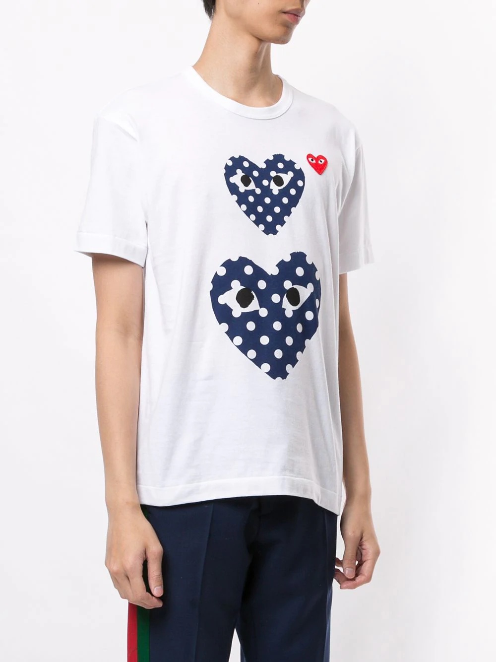 heart print crew neck T-shirt - 3