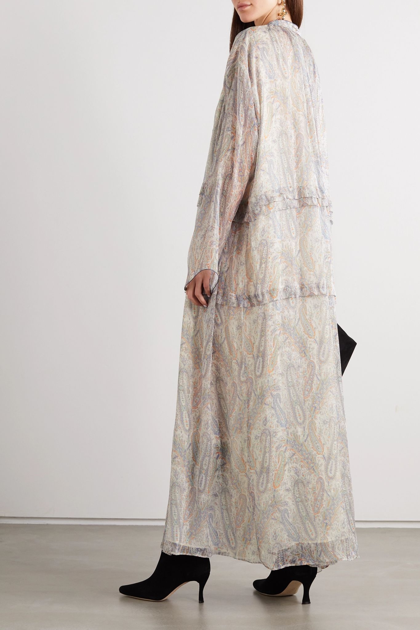 Tasseled paisley-print silk-crepon maxi dress - 3