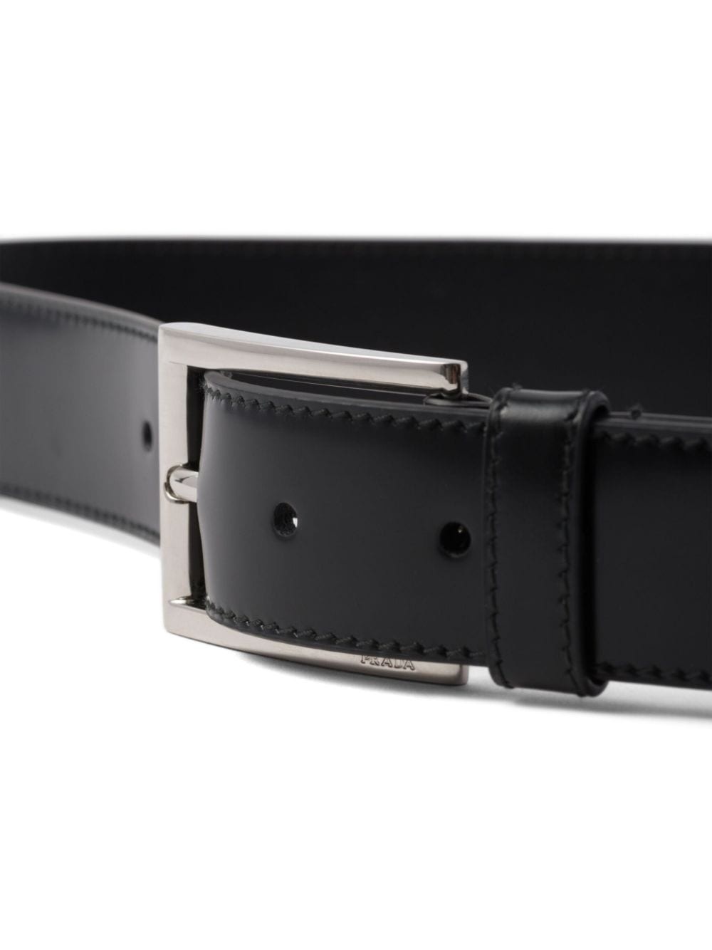 engraved-logo buckle leather belt - 2