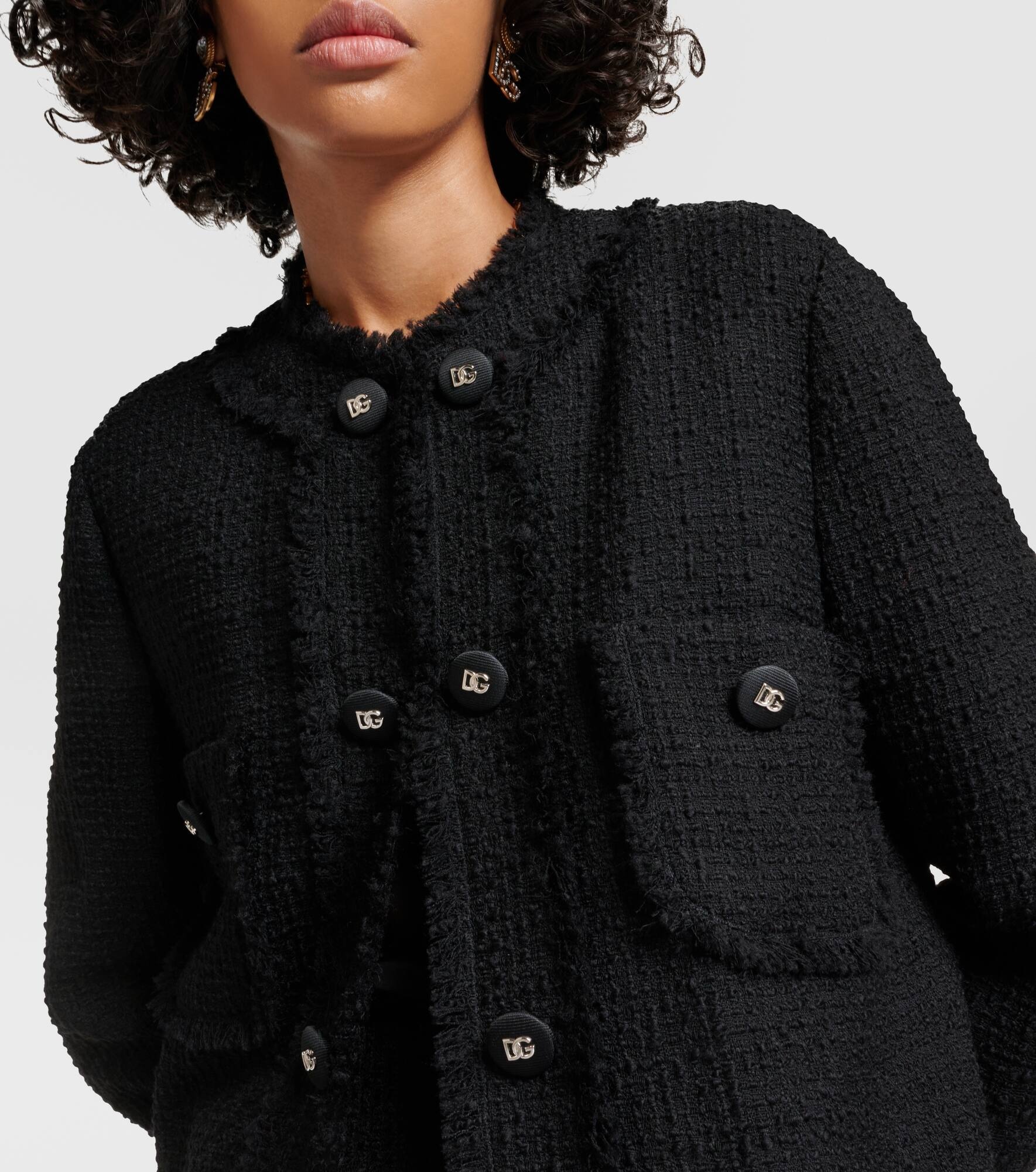 Fringed wool-blend tweed coat - 4