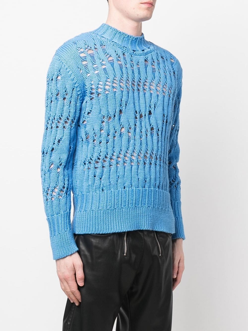 open-knit mock-neck jumper - 3