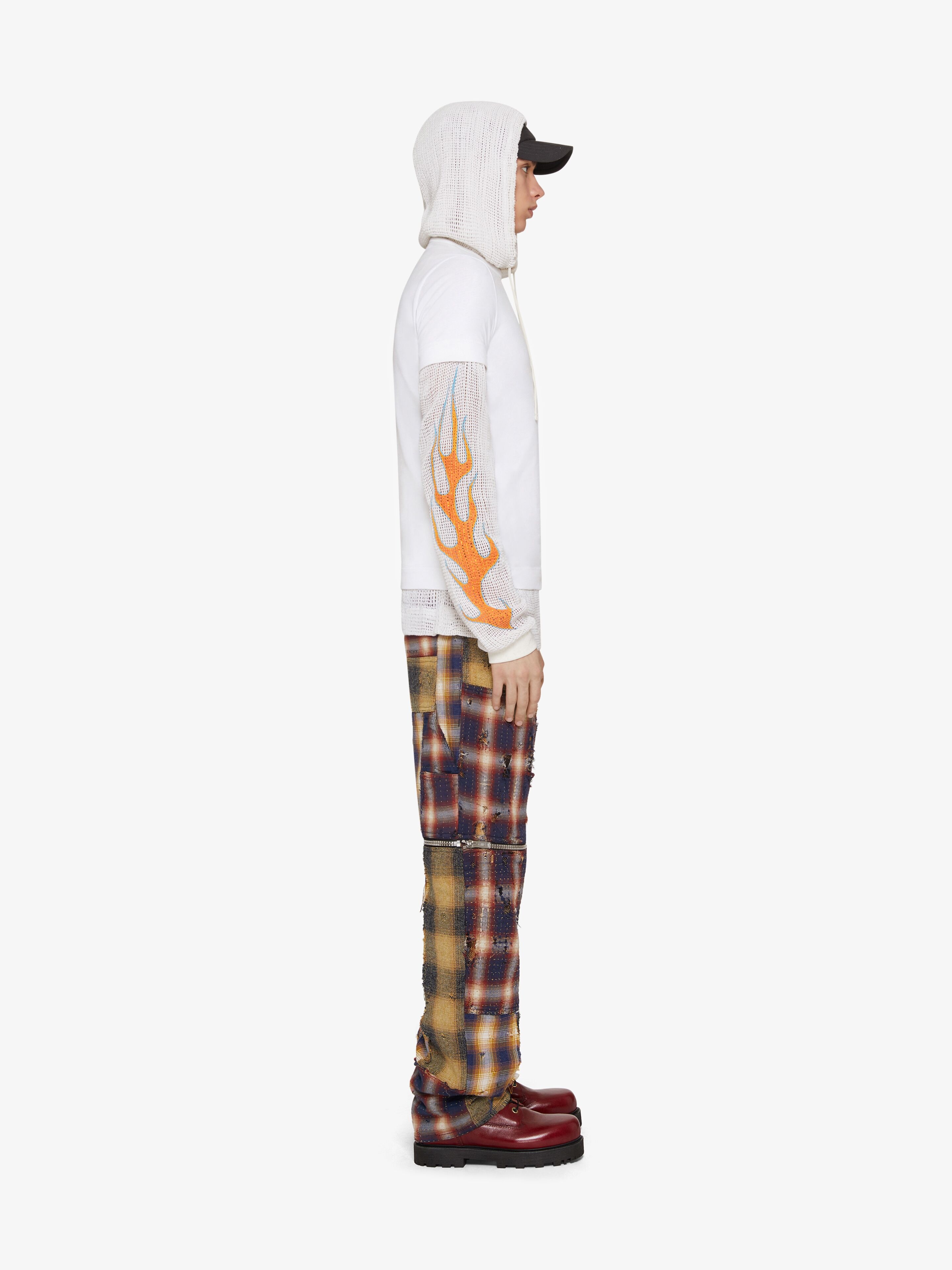 OVERLAPPED HOODED T-SHIRT IN COTTON AND MESH - 3