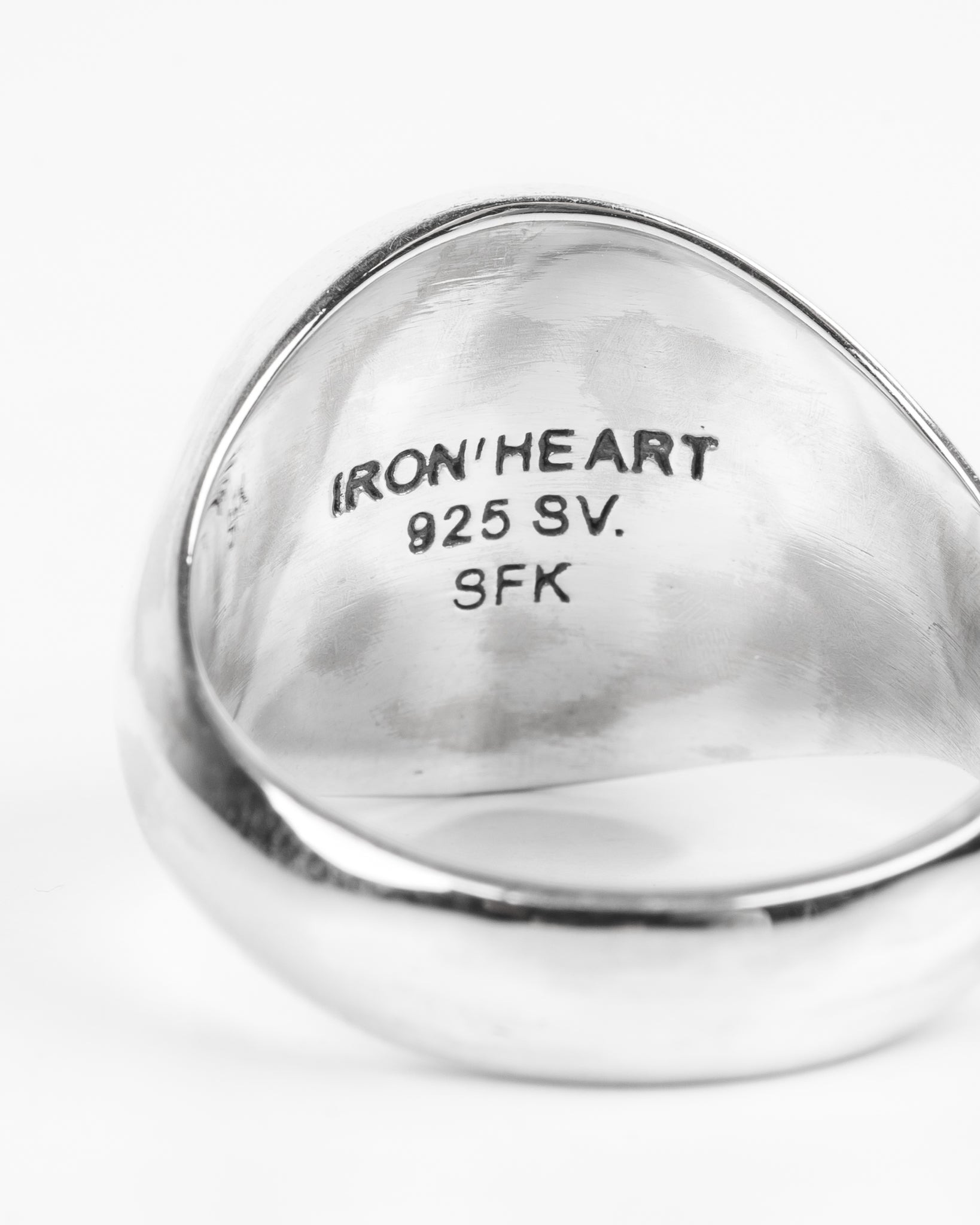 Iron Heart Button Ring - Sterling Silver - 6