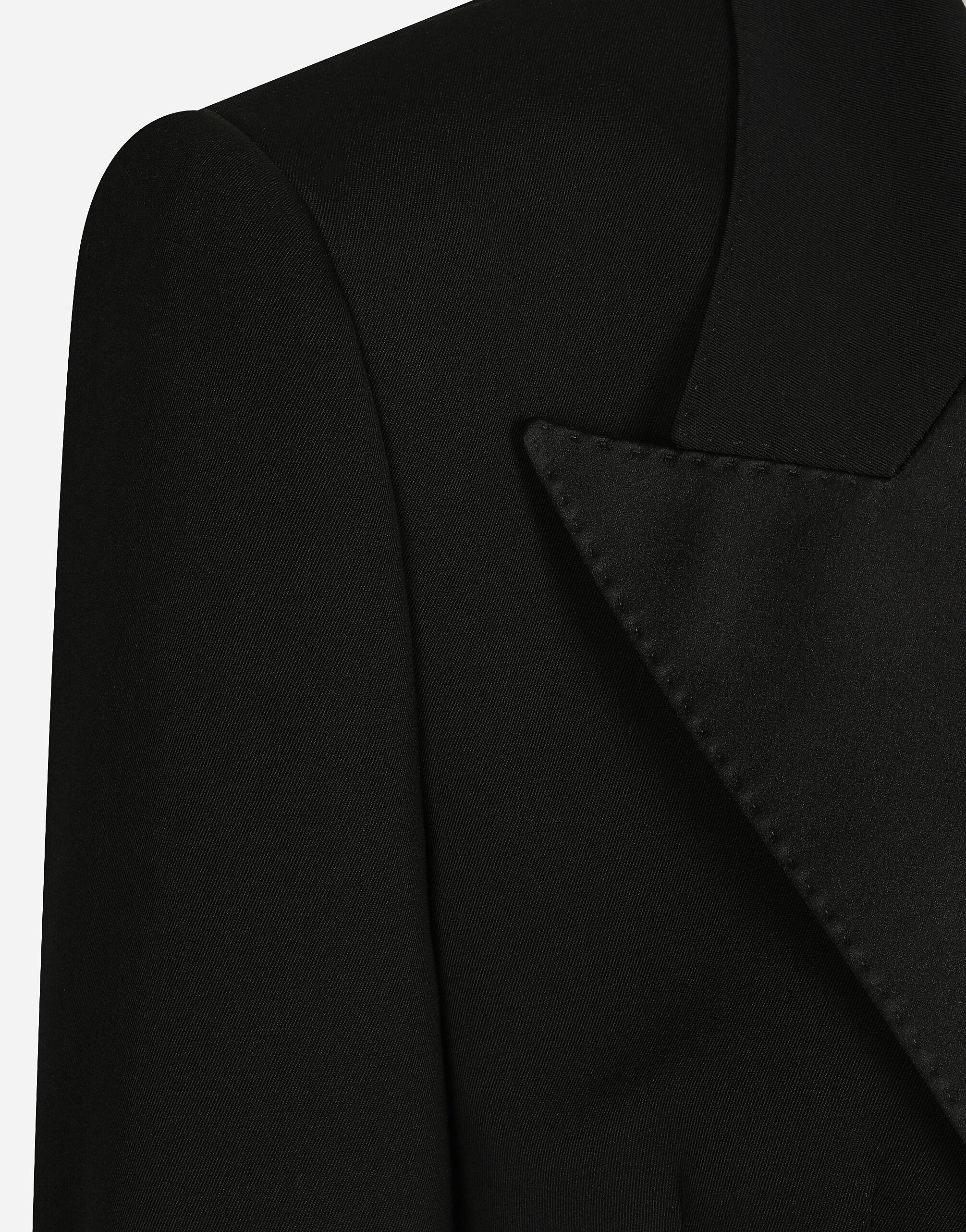 Short wool gabardine tuxedo jacket - 8